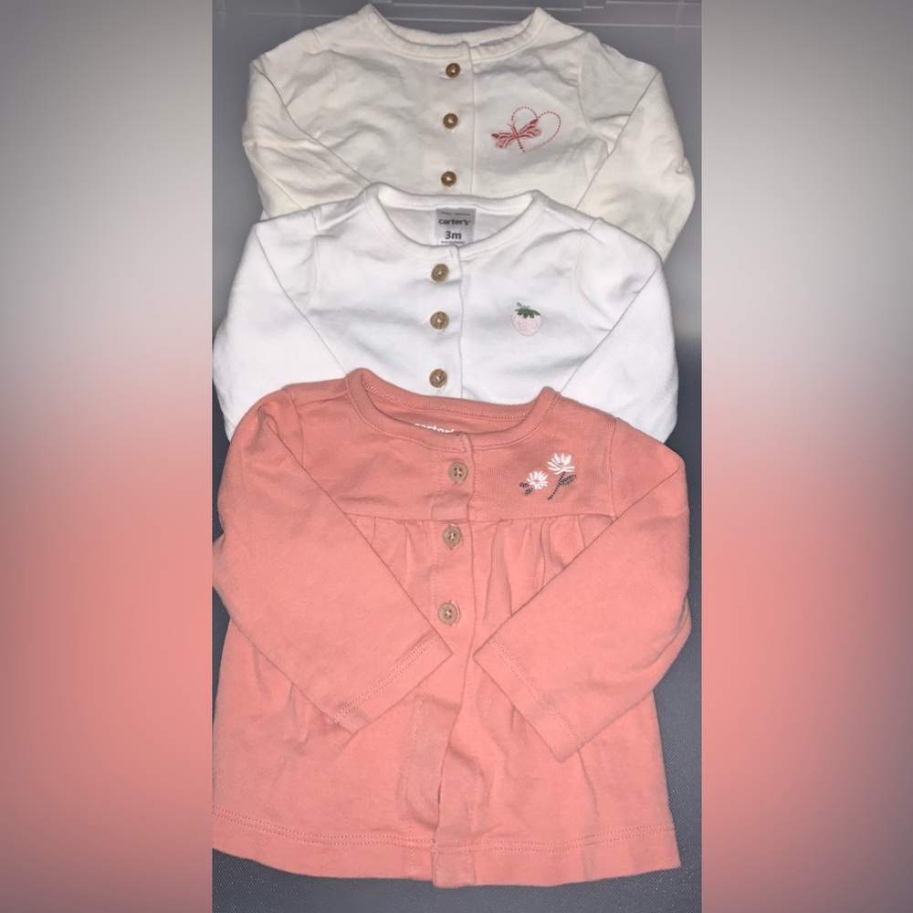 Carter's Button-Up Shirts - White and Peach